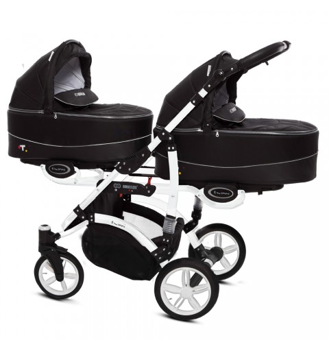 Babyactive Twinni White - wózek wielofunkcyjny, zestaw 2w1 z opcją 3w1 i 4w1 | 07 Black